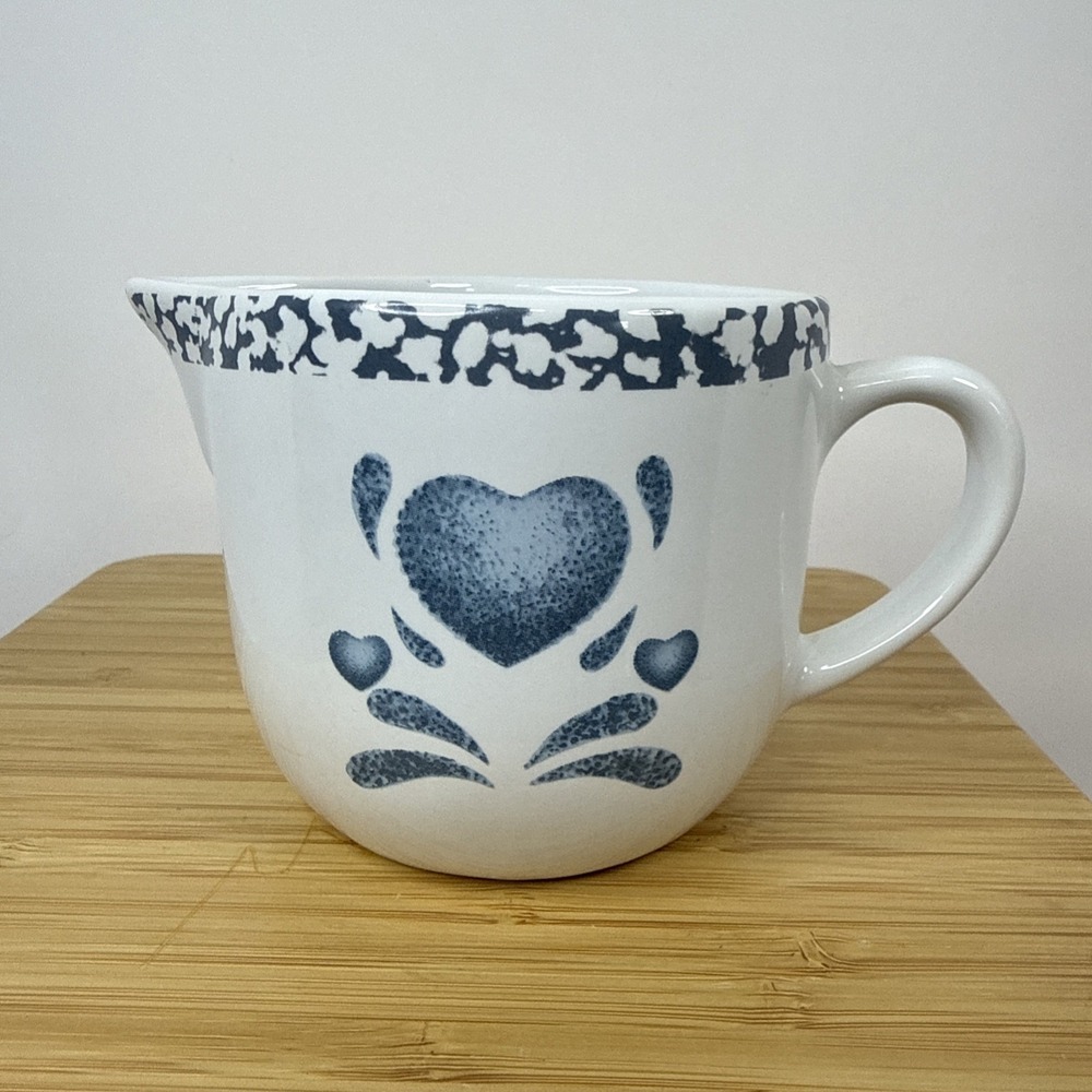 Jay Imports Corelle Coordinates "Blue Hearts" Creamer Pitcher 3" Cottagecore VTG